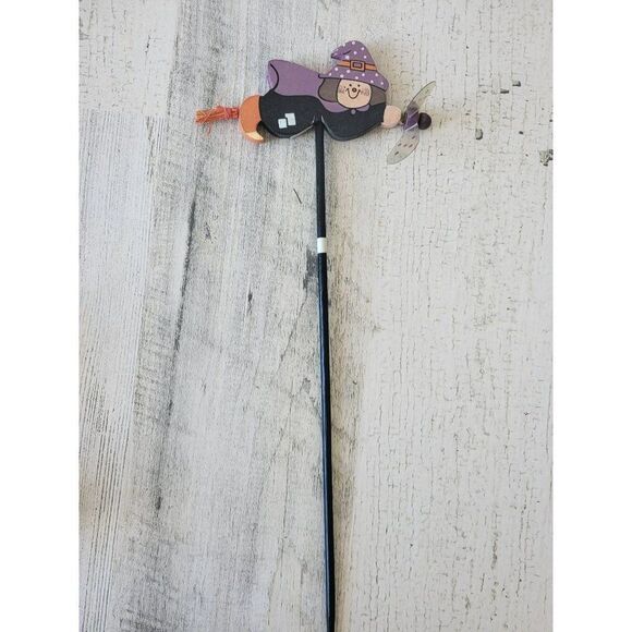 Halloween witch airplane AS IS windmill lawn Decor lawn stake - Picture 1 of 6